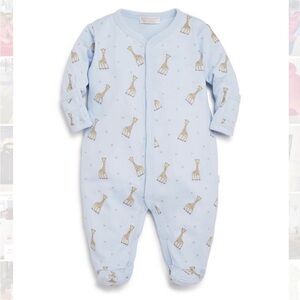 Kissy Kissy Sophie the Giraffe Print Baby Blue Size 6-9 Months Footie